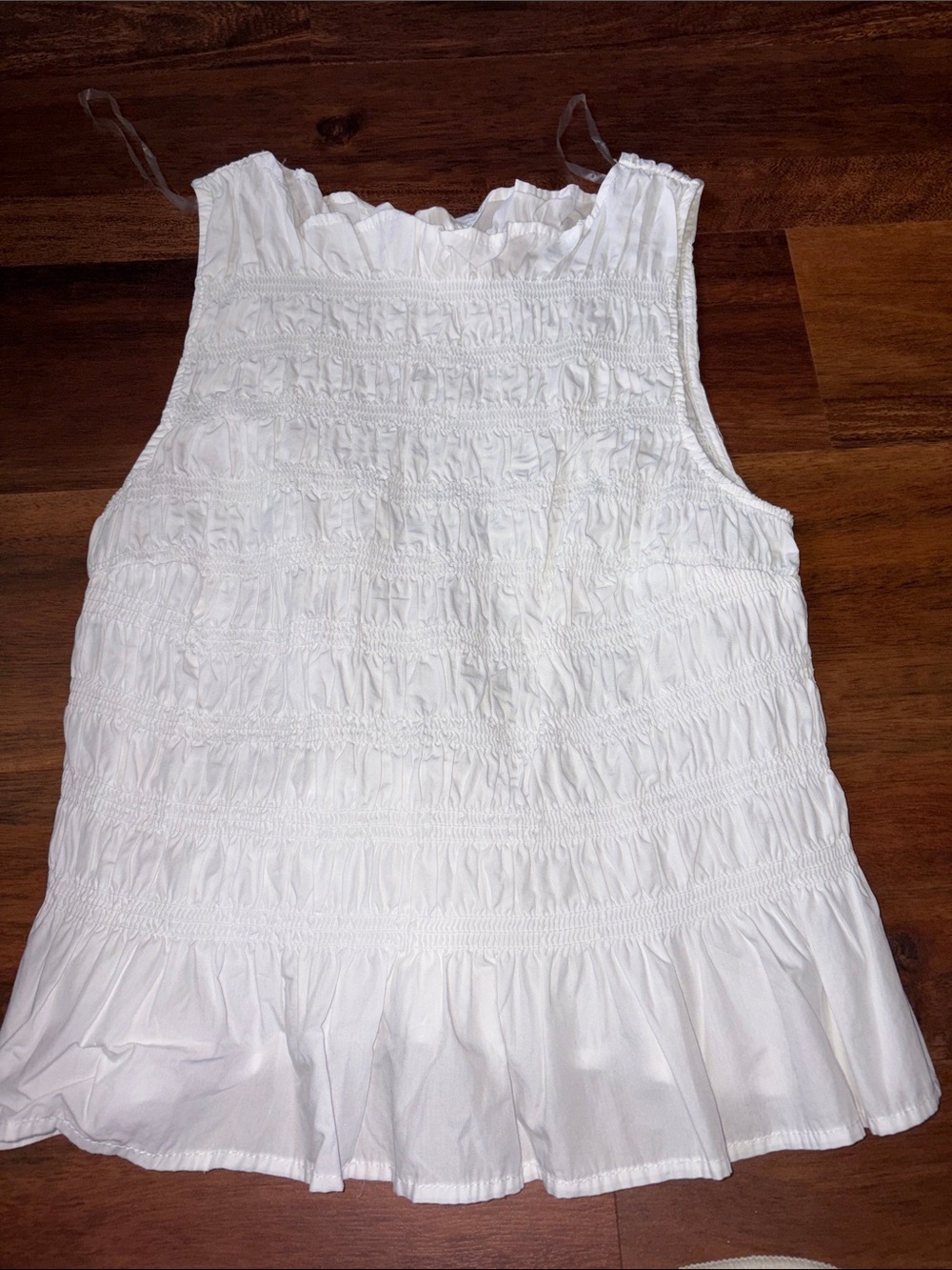 White Smocked Ruffle Camisole